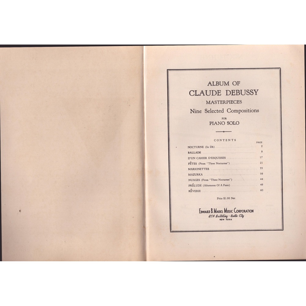 Claude Debussy Masterpieces Nine Selected Compositions for Piano Solo Music Book - Picture 3 of 3